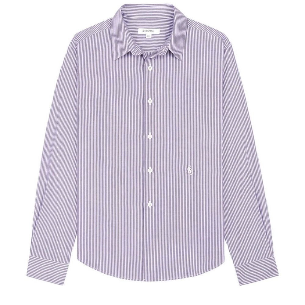 Sporty & Rich logo-embroidered SRC striped cotton shirt
